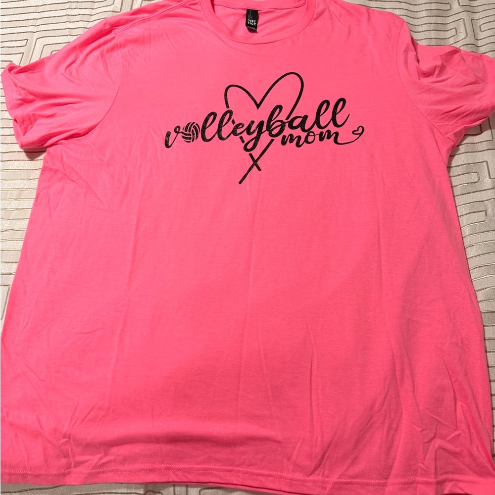 District Bright Pink Tee Volleyball Mom